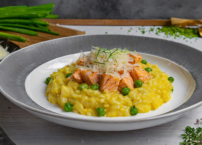 Kartoffel-«Risotto» mit Lachswürfeln
