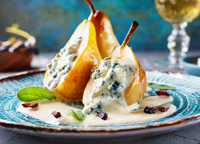 TopCC AG: Birne mit Blauschimmelkäse-Sauce - Suppen &amp; Vorspeisen