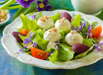 Frühlingssalat mit Ziegenfrischkäse-Pralinen