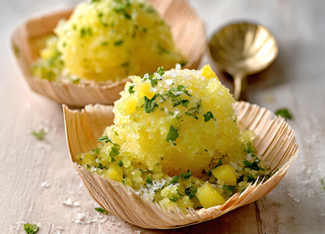 Jackfrucht-Sorbet mit Minze und Limette