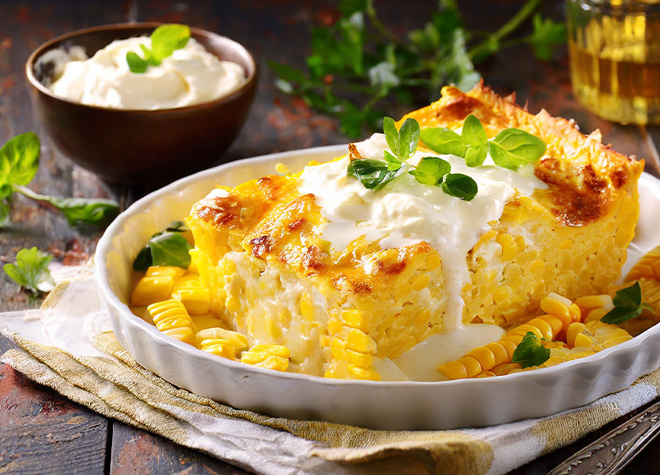 Maisgratin mit Mascarponeguss