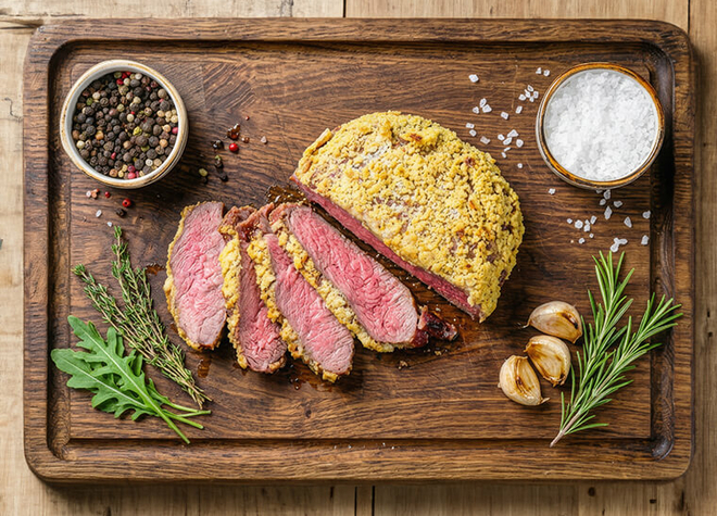 Rumpsteak mit Zwiebelkruste