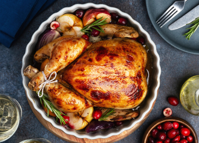 Festtagspoulet mit Lebkuchen-Marroni-Füllung