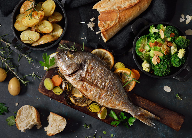 Fisch-Legumette mit Salzkartoffeln