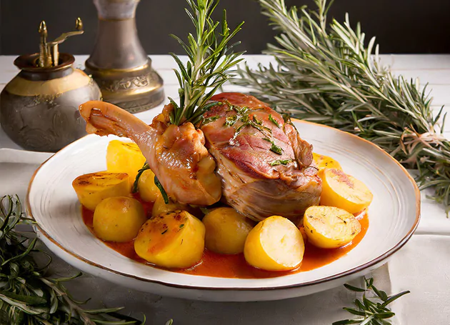 Pollo cacciatore mit Rosmarinkartoffeln